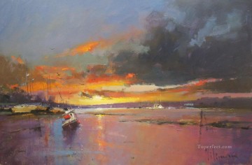 Sunset over the Estuary abstract seascape Oil Paintings